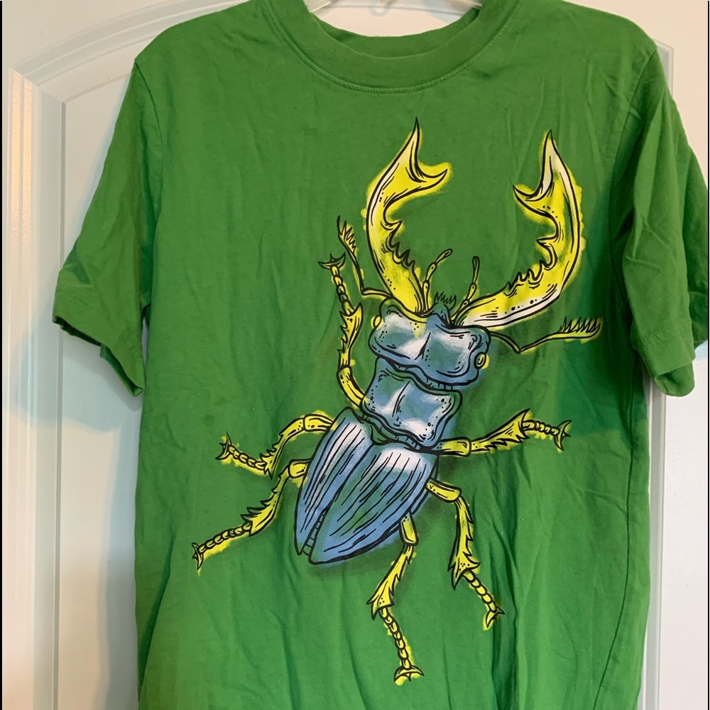 Boys green bug shirt like new from smoke free home